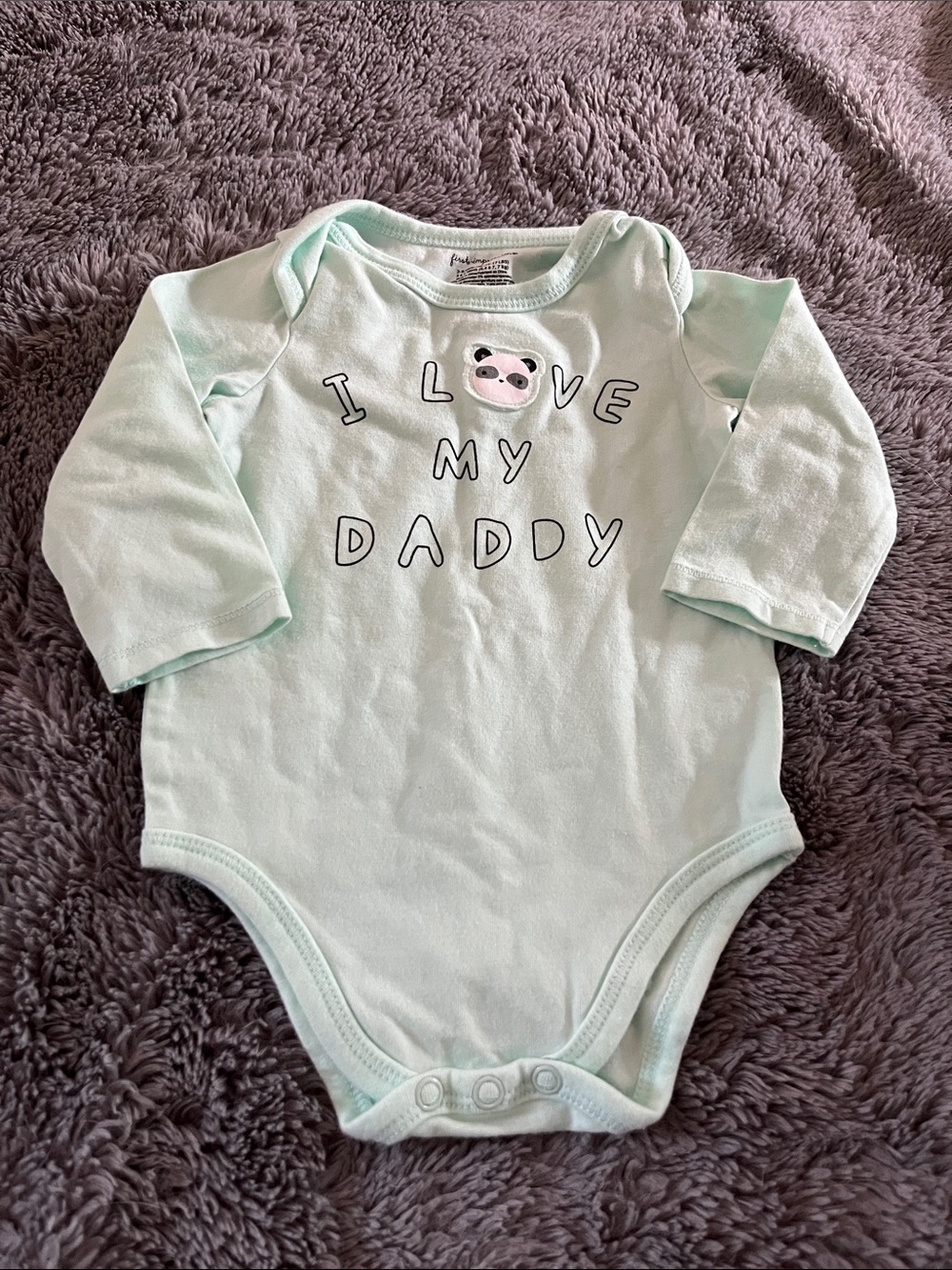 Long-Sleeve Light Mint Baby One-Piece Bodysuit - "I Love My Daddy"